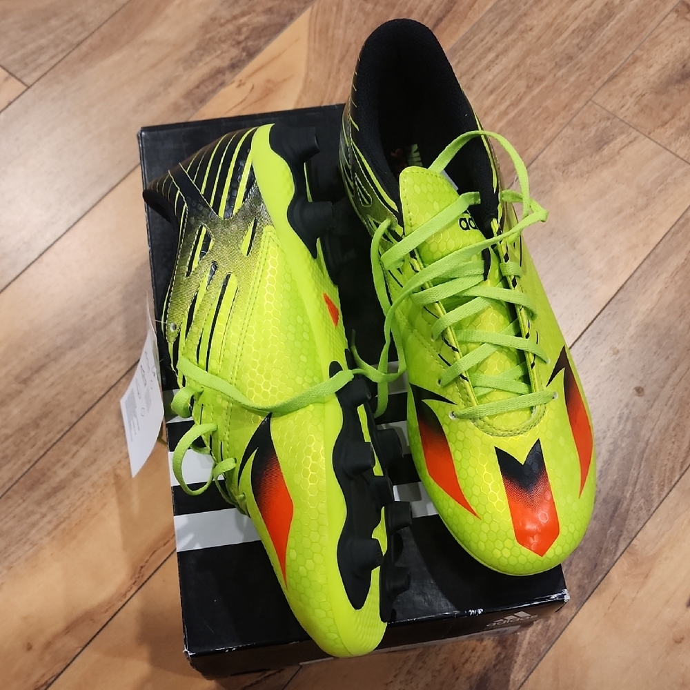 Adidas Messi 15.4 TRX Neon Yellow Cleats with Black and Red Details